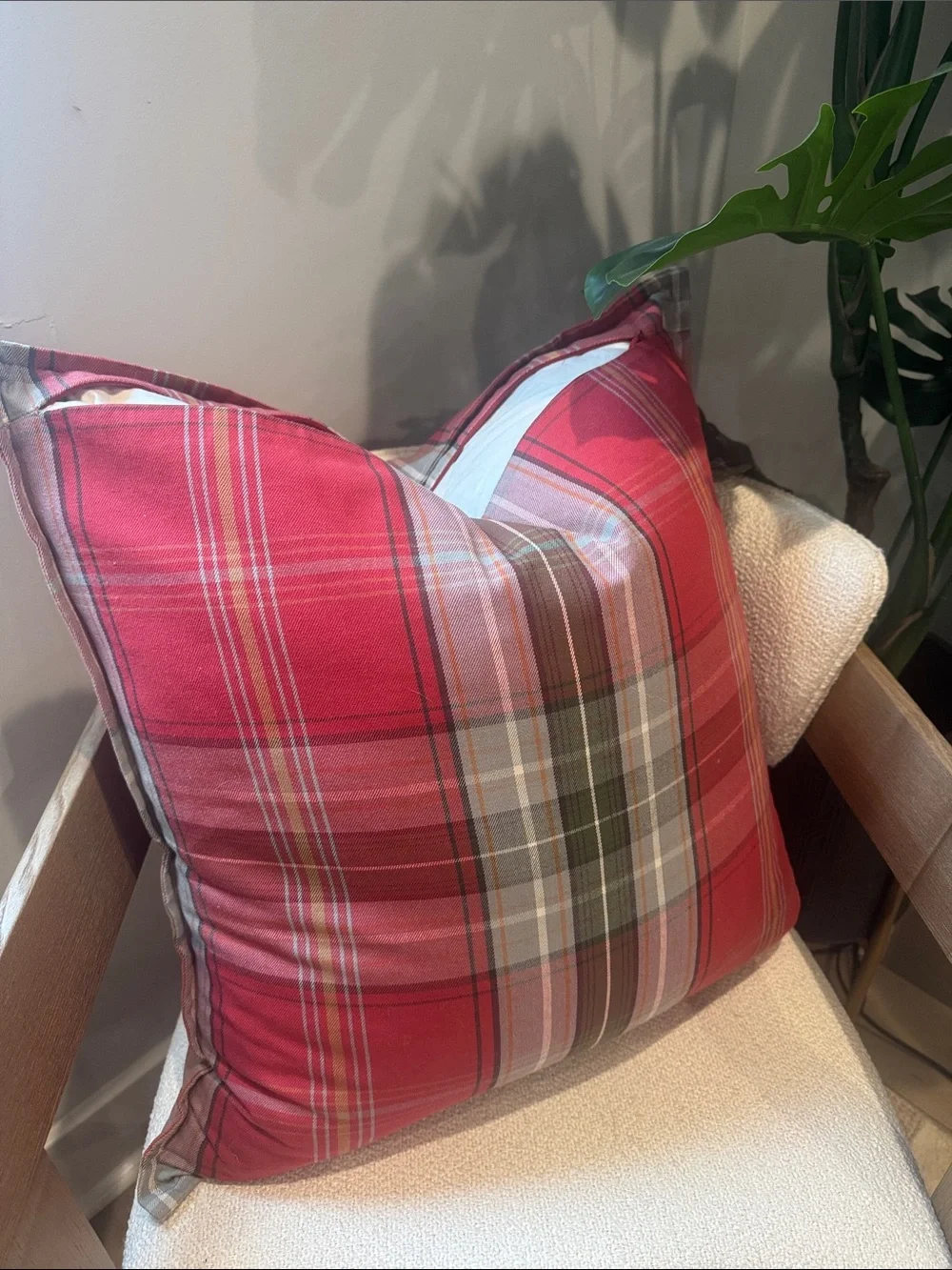 Pottery Barn Red Plaid Decorative Throw Pillow